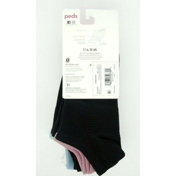 Peds Ladies 6 Pair Multi Color No Show Liner Socks Size 5-10 NEW - Picture 2 of 3